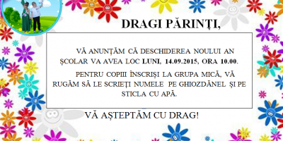 Deschiderea noului an scolar