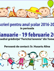 Inscrieri in anul scolar 2016-2017