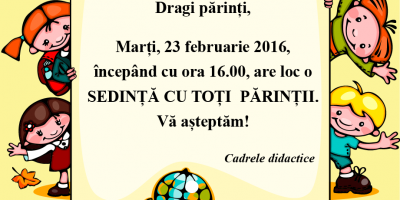 23 februarie: Sedinta cu parintii
